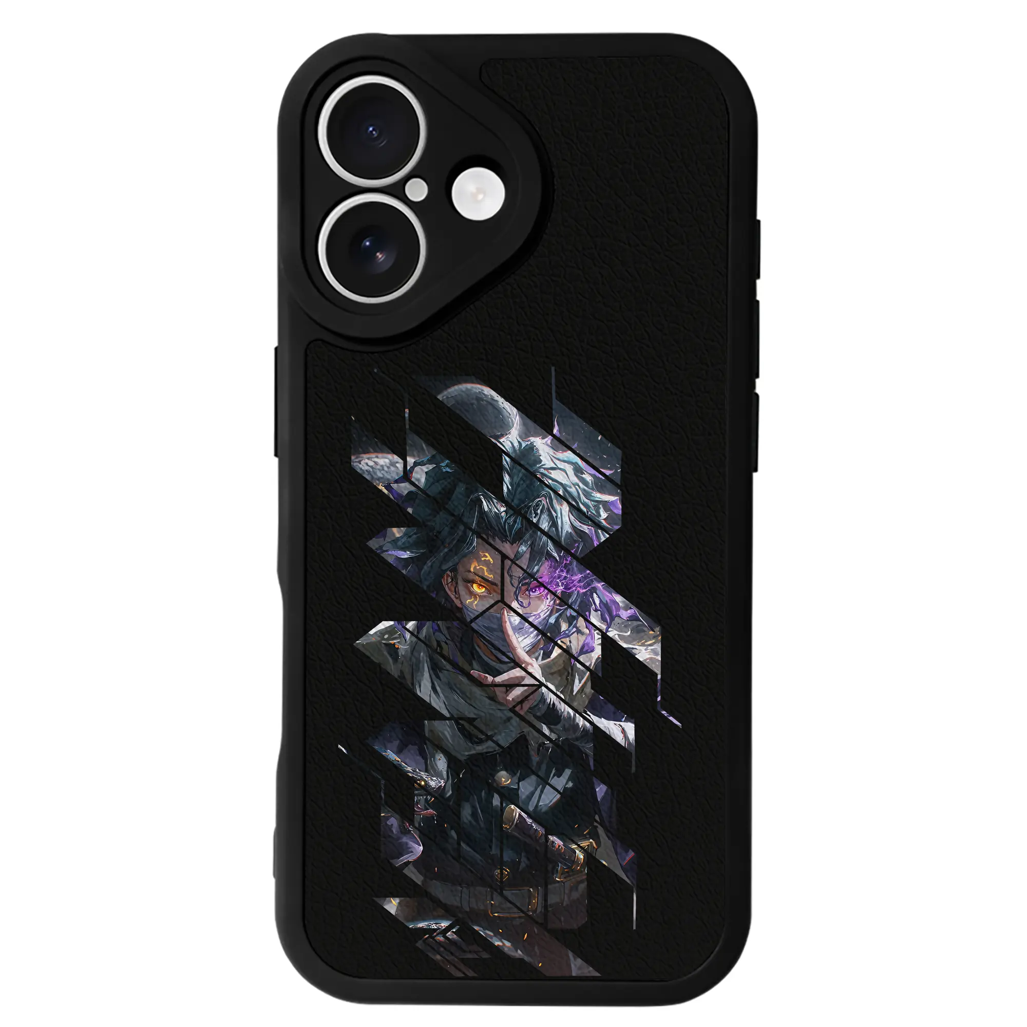 鬼滅の刃 グッズ,伊黒 小芭内 - IPhone 16シリーズ対応 ・ シリコンスマホケース ・ レザー調 ・ 高精度フィット ・ 耐衝撃 ・ ワイヤレス充電対応 ・ 精密カット